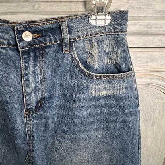 Buddy‎ Love Sharon Blue Denim Distressed Mini Skirt - Picture 4 of 6